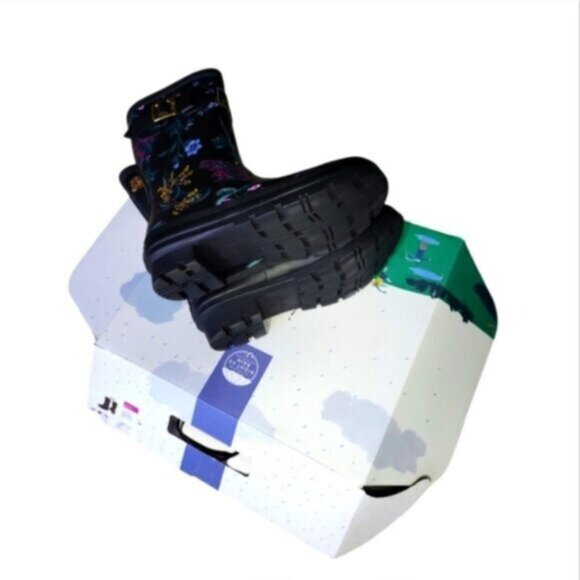 Mid Rain Boot-Black Botanical Joules-Molly Welly Sz 6 - Picture 10 of 10